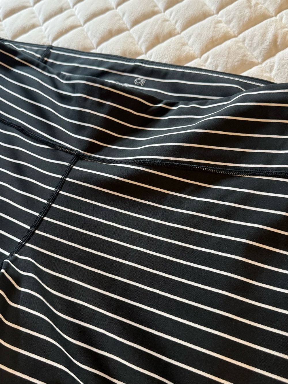 GapFit Blackout Technology Striped Leggings XL Tall Black White High Rise